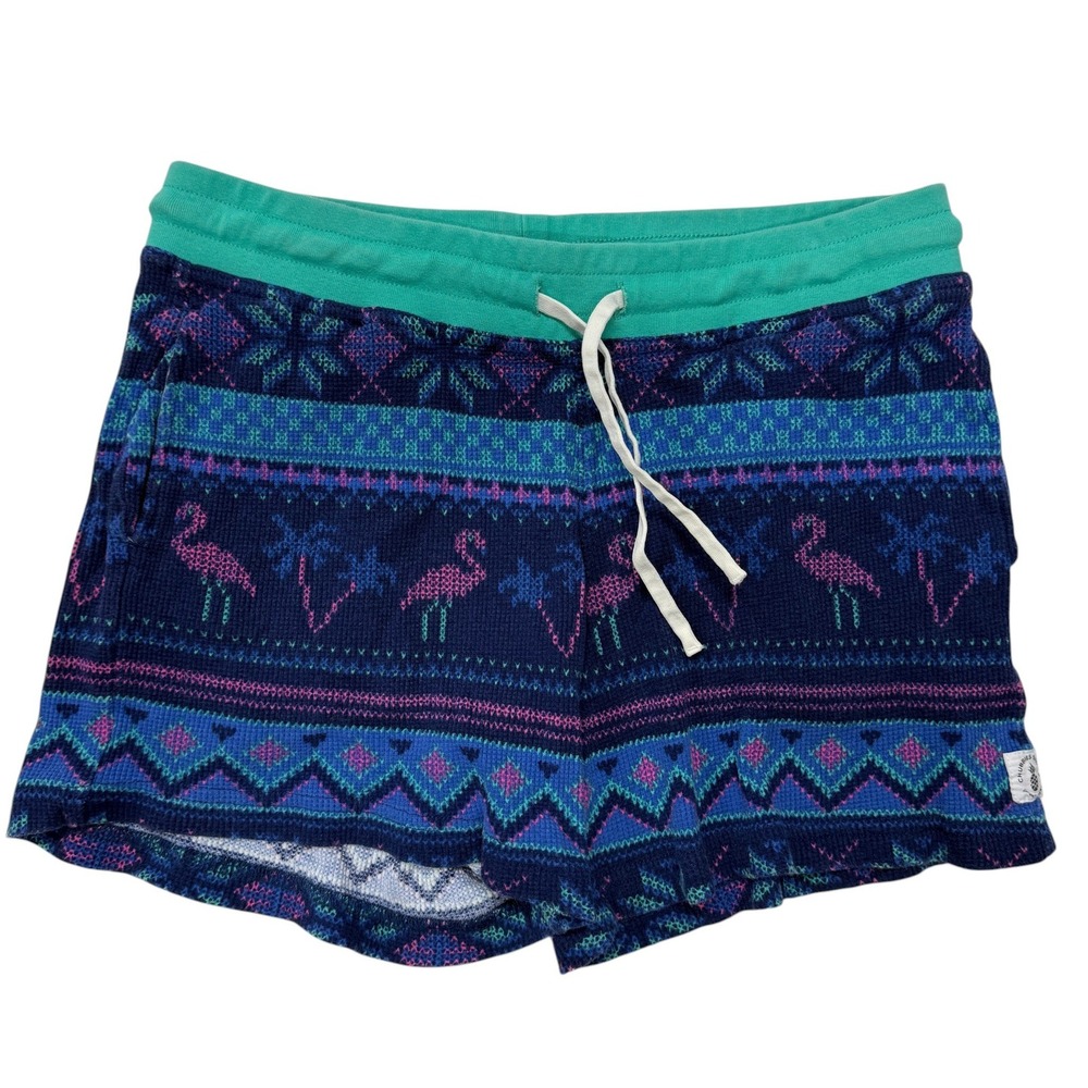 Chubbies Fair Isle Flamingo Waffle Knit Lounge Shorts Mens Small Navy Blue 5.5"